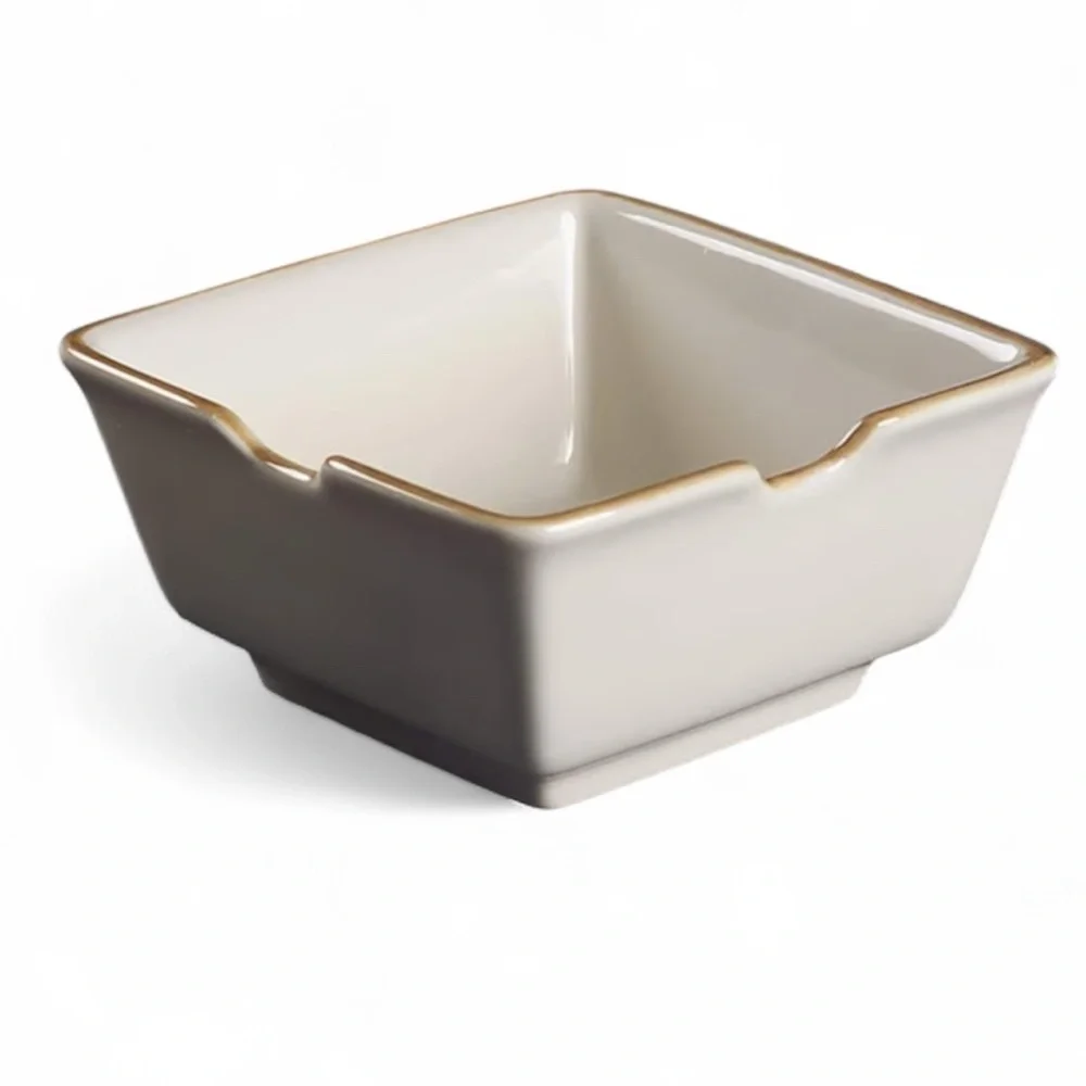 POTTERY BARN ASIAN SQUARE NOODLE BOWL RAMEN BOWL RETIRED DESIGN CHOPSTICK SLOTS